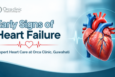 Introduction: Recognising the Early Signs of Heart Failure Heart failure is a serious medical condition that develops when the heart cannot pump blood effectively enough to meet the body's needs. It does not necessarily mean that the heart has stopped working. Instead, the heart may become weak, stiff, or unable to fill and pump blood efficiently. Recognising the early signs of heart failure is essential for timely diagnosis, appropriate treatment, and better long-term health outcomes. Symptoms may develop gradually and are sometimes mistaken for normal ageing, stress, or a lack of physical fitness. However, persistent breathlessness, unusual tiredness, swelling in the legs, and difficulty lying flat while sleeping should never be ignored. At Orca Clinic, Guwahati, patients can consult Dr. Shilpi Lahoty, a qualified cardiologist with advanced training in cardiology and interventional cardiology, for evaluation of heart-related symptoms and cardiovascular health concerns. Whether you are experiencing unexplained fatigue, have high blood pressure, or want to understand your risk of heart disease, timely consultation with a qualified heart specialist can help identify potential problems before they become more serious. What Are the Early Signs of Heart Failure? Heart failure can affect people differently depending on its cause, severity, and progression. Some people experience symptoms during physical activity, while others may develop symptoms even when resting. Understanding the warning signs can help you recognise when professional medical evaluation is necessary. 1. Shortness of Breath Breathlessness is one of the most common early signs of heart failure. You may notice that climbing stairs, walking short distances, or performing everyday activities leaves you unusually breathless. Some people also experience difficulty breathing when lying flat or wake up suddenly at night feeling short of breath. These symptoms may occur when fluid accumulates in or around the lungs. Although breathlessness can have several causes, persistent or unexplained symptoms should be evaluated by a healthcare professional. 2. Persistent Fatigue and Weakness Feeling unusually tired despite getting enough sleep can sometimes indicate an underlying heart problem. When the heart cannot circulate blood effectively, muscles and other organs may receive less oxygen-rich blood than they need. This can make ordinary activities feel more exhausting than usual. If you frequently experience weakness, reduced stamina, or unexplained tiredness, consider consulting a qualified heart related doctor in Guwahati for an appropriate assessment. 3. Swelling in the Feet, Ankles, or Legs Swelling in the lower limbs, known as oedema, can occur when fluid accumulates in the body. You may notice that your shoes feel tighter, your ankles appear swollen, or your legs retain fluid towards the end of the day. Although swelling may result from other medical conditions, new or worsening swelling accompanied by breathlessness or fatigue requires medical attention. 4. Rapid or Irregular Heartbeat An unusually fast heartbeat, fluttering sensation, or irregular rhythm may indicate a heart rhythm problem. Certain arrhythmias can contribute to heart failure, while heart failure itself may be associated with abnormal heart rhythms. If palpitations occur repeatedly or are accompanied by chest discomfort, dizziness, or breathlessness, seek medical assessment. 5. Persistent Cough or Wheezing A persistent cough, particularly when lying down, may sometimes be associated with fluid congestion caused by heart failure. Some individuals may also experience wheezing or difficulty breathing at night. These symptoms can also occur with asthma, respiratory infections, and other lung conditions. A medical evaluation is important to determine the underlying cause. 6. Difficulty Sleeping While Lying Flat Some people with heart failure find it difficult to breathe comfortably when lying flat and need extra pillows to sleep. Others may wake during the night gasping for air and feel better after sitting upright. These symptoms should not be dismissed as ordinary sleep disturbances, particularly when accompanied by swelling or reduced exercise tolerance. 7. Sudden Weight Gain An unexpected increase in body weight over a short period may indicate fluid retention rather than an increase in body fat. For people diagnosed with heart failure, monitoring weight regularly can help identify changes that require medical attention. Follow the monitoring plan recommended by your healthcare professional, and report sudden weight changes or increasing swelling promptly. What Causes Heart Failure? Heart failure can develop because of several cardiovascular conditions that damage the heart muscle or affect its ability to pump or fill with blood. Common causes and contributing conditions include: • Coronary artery disease: Reduced blood supply to the heart muscle can impair its function. • High blood pressure: Uncontrolled hypertension can make the heart work harder over time. • Previous heart attack: Damage to heart muscle may reduce pumping efficiency. • Heart valve disorders: Damaged or abnormal valves can affect blood flow through the heart. • Cardiomyopathy: Diseases affecting the heart muscle can interfere with normal function. • Abnormal heart rhythms: Certain persistent rhythm disturbances can weaken the heart. • Diabetes and obesity: These conditions increase cardiovascular risk. • Congenital heart conditions: Some structural problems present from birth may contribute to heart failure. Identifying the underlying cause is an important part of developing an appropriate treatment plan. When Should You Consult a Cardiologist? You should consider consulting a cardiologist if you experience persistent breathlessness, unexplained fatigue, swelling in your legs, recurrent palpitations, or a noticeable reduction in your ability to perform everyday activities. People with diabetes, high blood pressure, high cholesterol, a history of heart disease, or a family history of cardiovascular problems may also benefit from appropriate cardiovascular risk assessment. Seek emergency medical care immediately if you experience severe or sudden breathlessness, chest pain or pressure, fainting, or other symptoms suggesting a heart attack or another serious cardiac emergency. Do not wait for a routine appointment. Early evaluation can help determine whether symptoms are related to heart failure or another medical condition. Meet Dr. Shilpi Lahoty: Cardiologist at Orca Clinic, Guwahati Choosing a qualified cardiologist is an important step towards understanding and managing your heart health. Dr. Shilpi Lahoty is a cardiologist associated with Orca Clinic in Guwahati. Her academic qualifications and additional training support her work in cardiovascular evaluation and heart care. Educational Qualifications According to her published professional profile, Dr. Shilpi Lahoty has completed the following qualifications: • MBBS: Guwahati Medical College and Hospital (GMCH), Guwahati. • MD in Medicine: Postgraduate medical training at GMCH, Guwahati. • DM in Cardiology: Dr. D. Y. Patil Medical College, Pune. • Fellowship Training in Interventional Cardiology: Humanitas Research Hospital, Milan, Italy. Her advanced training in cardiology and interventional cardiology provides a foundation for evaluating cardiovascular conditions and helping patients understand appropriate diagnostic and treatment options. A Patient-Focused Approach to Heart Care Effective cardiac care involves more than identifying symptoms. It requires understanding a patient's medical history, lifestyle, existing health conditions, and individual risk factors. At Orca Clinic, the goal of a cardiac consultation is to help patients understand their symptoms, review relevant investigations, and receive appropriate guidance based on their clinical needs. Patients looking for a heart related doctor in Guwahati can consult a qualified cardiologist to discuss concerns such as chest discomfort, high blood pressure, irregular heartbeats, and possible symptoms of heart failure. Learn more about Dr. Shilpi Lahoty on her official cardiologist profile. How Is Heart Failure Diagnosed? Diagnosing heart failure generally involves reviewing symptoms, medical history, physical examination findings, and appropriate investigations. Depending on the patient's condition, a cardiologist may recommend the following tests. Electrocardiogram (ECG) An ECG records the electrical activity of the heart. It can help identify abnormal rhythms and provide information about certain heart conditions. Echocardiography (ECHO) An echocardiogram uses ultrasound to examine the heart's structure, movement, valves, and pumping function. It is an important investigation when heart failure is suspected. Blood Tests Blood tests may help assess overall health, kidney function, and other factors. Tests such as BNP or NT-proBNP may be used to support the assessment of suspected heart failure. Chest X-Ray A chest X-ray may help identify an enlarged heart or signs of fluid congestion in the lungs. Additional Cardiac Investigations Depending on the suspected cause, further investigations may include Holter monitoring, a stress test, or coronary artery assessment. Not every patient requires every test. The appropriate investigations depend on symptoms, examination findings, and clinical judgement. Heart Failure Treatment and Management Heart failure treatment depends on its underlying cause, severity, and the patient's overall health. Treatment may involve prescription medications, management of associated conditions, lifestyle adjustments, and regular follow-up. Some patients may require specialised procedures or implanted cardiac devices. Medication and Medical Monitoring Depending on the type of heart failure, doctors may prescribe medications that improve outcomes, reduce symptoms, or help manage fluid retention. Patients should take medicines exactly as prescribed and should not stop or change treatment without consulting their doctor. Managing Blood Pressure and Diabetes Controlling blood pressure, blood glucose, and cholesterol can help reduce cardiovascular risk and may be an important part of heart failure management. Regular monitoring and appropriate treatment can help prevent further complications. Heart-Healthy Lifestyle Changes A heart-healthy lifestyle may include: • Following a balanced, nutritious diet. • Limiting salt when advised by your doctor. • Maintaining a healthy weight. • Avoiding smoking and tobacco. • Engaging in appropriate physical activity under medical guidance. • Taking prescribed medications consistently. • Attending recommended follow-up appointments. People with diagnosed heart failure should discuss fluid intake, exercise, and dietary restrictions with their healthcare professional because recommendations vary between individuals. Finding the Right Cardiac Care in Guwahati People searching online for cardiac centers in Guwahati often want reliable medical guidance, appropriate diagnostic facilities, and access to qualified cardiac specialists. When selecting a cardiac care provider, consider the doctor's qualifications, experience relevant to your condition, available diagnostic services, referral arrangements, and the clarity of the treatment plan. At Orca Clinic, Dr. Shilpi Lahoty provides cardiology consultations for patients seeking evaluation and guidance regarding heart health. The clinic's cardiac services include evaluation supported by investigations such as ECG, ECHO, Holter monitoring, and treadmill testing, when clinically appropriate. Patients requiring advanced procedures, hospital admission, or emergency treatment may need referral to a suitably equipped hospital or specialised cardiac centre. Looking for a Medica Cardiologist in Guwahati? Patients searching for a Medica cardiologist in Guwahati may be comparing different hospitals, clinics, and specialists before deciding where to seek care. The right choice depends on your symptoms, the expertise required, diagnostic facilities, accessibility, and whether you need routine consultation or hospital-based treatment. If you are considering Orca Clinic, you can review Dr. Shilpi Lahoty's qualifications and consultation information before arranging an appointment. For emergencies, seek immediate care at the nearest appropriate emergency department rather than waiting for a scheduled consultation. Who Is a Famous Cardiologist in Guwahati? Many patients search for a famous cardiologist in Guwahati when looking for someone to evaluate heart symptoms or provide guidance on an existing diagnosis. Instead of relying only on popularity, consider recognised medical qualifications, relevant clinical expertise, communication, and whether the doctor can provide the care your condition requires. Dr. Shilpi Lahoty holds an MBBS, MD in Medicine, and DM in Cardiology, with additional fellowship training in interventional cardiology in Milan, Italy. Patients can use these published qualifications as part of their decision when considering a cardiology consultation at Orca Clinic. How to Choose the Best Heart Surgeon of Guwahati People searching for the best heart surgeon of Guwahati should understand the difference between a cardiologist and a cardiac surgeon. A cardiologist evaluates and treats heart conditions through medical management and appropriate cardiac procedures within their expertise. A cardiac surgeon specialises in operations involving the heart and related structures. Dr. Shilpi Lahoty is a cardiologist, not a cardiac surgeon. Patients who require heart surgery should consult an appropriately qualified cardiac surgeon at a suitably equipped hospital. A cardiologist may help evaluate the condition and coordinate a referral when surgery is indicated. Choosing the right specialist for the specific medical problem is more important than selecting a doctor based solely on a search ranking. Why Consider Orca Clinic for a Cardiology Consultation? Orca Clinic offers access to cardiology consultation in Christian Basti, Guwahati, with Dr. Shilpi Lahoty. Patients can seek medical guidance regarding heart-related symptoms, cardiovascular risk factors, and appropriate investigations. The clinic aims to support informed decisions through patient-focused consultations, relevant diagnostic assessment, and guidance based on individual needs. Whether you are concerned about possible early signs of heart failure or want a preventive heart health evaluation, discussing your concerns with a qualified cardiologist is a practical first step. Book Your Heart Consultation at Orca Clinic Do not ignore persistent breathlessness, unexplained fatigue, leg swelling, or other symptoms that may indicate a heart problem. If you are searching for a qualified cardiologist in Guwahati, you can contact Orca Clinic to enquire about an appointment with Dr. Shilpi Lahoty. Clinic: Orca Clinic Doctor: Dr. Shilpi Lahoty, Cardiologist Address: 1D, 1st Floor, Looby D, Supreme Towers, Near Silkalay, Christian Basti, Guwahati – 781006 Phone: +91-9864306066 Email: clinicorca@gmail.com Website: https://clinicorca.com/ Early assessment, an accurate diagnosis, and appropriate treatment can make an important difference in managing cardiovascular conditions. If you notice symptoms that concern you, seek medical advice rather than waiting for them to worsen. Frequently Asked Questions (FAQs) 1. What are the early signs of heart failure? Common early signs include breathlessness during activity, persistent fatigue, swelling in the feet or ankles, difficulty lying flat, rapid weight gain due to fluid retention, and reduced exercise tolerance. Symptoms should be assessed by a healthcare professional. 2. Can heart failure develop without obvious symptoms? Yes. Some people have mild or gradual symptoms that may be overlooked. Others may have underlying heart dysfunction before noticing significant problems. Medical assessment is important when risk factors or concerning symptoms are present. 3. When should I see a cardiologist for possible heart failure? Consult a cardiologist if you experience persistent breathlessness, unexplained fatigue, swelling, or a decline in your ability to perform daily activities. Severe breathlessness or chest pain requires emergency medical attention. 4. Who is Dr. Shilpi Lahoty at Orca Clinic? Dr. Shilpi Lahoty is a cardiologist associated with Orca Clinic, Guwahati. Her published qualifications include MBBS, MD in Medicine, and DM in Cardiology, along with fellowship training in interventional cardiology at Humanitas Research Hospital, Milan, Italy. 5. What tests can help diagnose heart failure? Depending on the symptoms, investigations may include ECG, echocardiography, blood tests such as BNP or NT-proBNP, and chest X-ray. Additional tests may be recommended according to the suspected cause. 6. Can heart failure be treated? Yes. Treatment may include prescription medications, management of underlying conditions, lifestyle adjustments, monitoring, and specialised procedures when required. The treatment plan depends on the type and severity of heart failure. 7. How can I find cardiac centers in Guwahati? Compare medical qualifications, relevant expertise, diagnostic facilities, referral arrangements, and access to emergency care. Choose a centre appropriate for your condition and the type of evaluation or treatment you need. 8. How do I choose a famous cardiologist in Guwahati? Consider recognised qualifications, experience relevant to your condition, communication, and access to appropriate investigations. Popularity alone does not establish whether a doctor is the right specialist for your medical needs. 9. Is a cardiologist the same as the best heart surgeon of Guwahati? No. A cardiologist specialises in evaluating and managing heart conditions, while a cardiac surgeon performs operations on the heart and related structures. Patients who need surgery should consult a qualified cardiac surgeon at an appropriately equipped hospital. 10. How can I book an appointment with Dr. Shilpi Lahoty? You can contact Orca Clinic at +91-9864306066 or email clinicorca@gmail.com to enquire about appointment availability. The clinic is located in Christian Basti, Guwahati. Please confirm current consultation timings directly with the clinic.