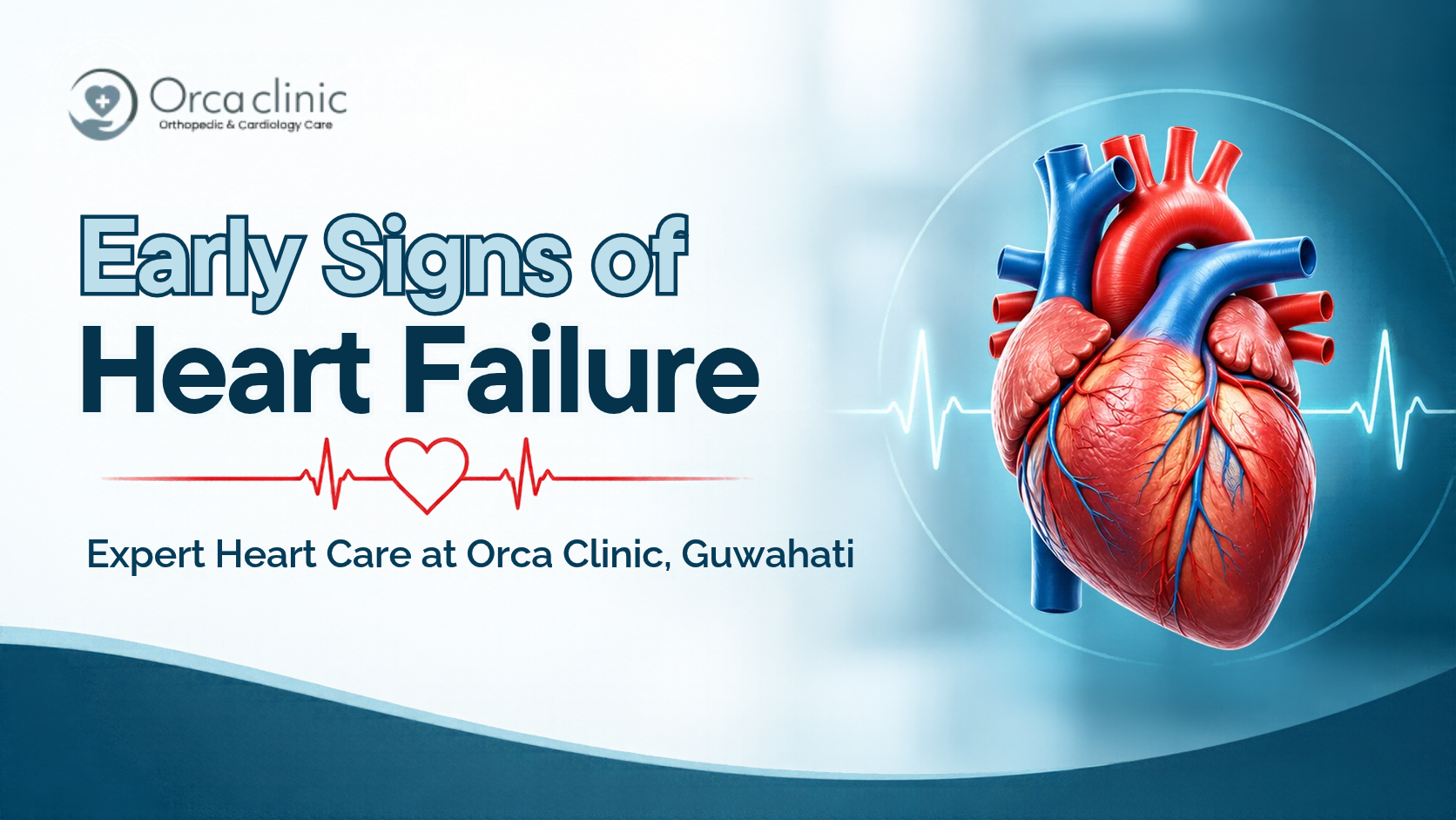 Introduction: Recognising the Early Signs of Heart Failure Heart failure is a serious medical condition that develops when the heart cannot pump blood effectively enough to meet the body's needs. It does not necessarily mean that the heart has stopped working. Instead, the heart may become weak, stiff, or unable to fill and pump blood efficiently. Recognising the early signs of heart failure is essential for timely diagnosis, appropriate treatment, and better long-term health outcomes. Symptoms may develop gradually and are sometimes mistaken for normal ageing, stress, or a lack of physical fitness. However, persistent breathlessness, unusual tiredness, swelling in the legs, and difficulty lying flat while sleeping should never be ignored. At Orca Clinic, Guwahati, patients can consult Dr. Shilpi Lahoty, a qualified cardiologist with advanced training in cardiology and interventional cardiology, for evaluation of heart-related symptoms and cardiovascular health concerns. Whether you are experiencing unexplained fatigue, have high blood pressure, or want to understand your risk of heart disease, timely consultation with a qualified heart specialist can help identify potential problems before they become more serious. What Are the Early Signs of Heart Failure? Heart failure can affect people differently depending on its cause, severity, and progression. Some people experience symptoms during physical activity, while others may develop symptoms even when resting. Understanding the warning signs can help you recognise when professional medical evaluation is necessary. 1. Shortness of Breath Breathlessness is one of the most common early signs of heart failure. You may notice that climbing stairs, walking short distances, or performing everyday activities leaves you unusually breathless. Some people also experience difficulty breathing when lying flat or wake up suddenly at night feeling short of breath. These symptoms may occur when fluid accumulates in or around the lungs. Although breathlessness can have several causes, persistent or unexplained symptoms should be evaluated by a healthcare professional. 2. Persistent Fatigue and Weakness Feeling unusually tired despite getting enough sleep can sometimes indicate an underlying heart problem. When the heart cannot circulate blood effectively, muscles and other organs may receive less oxygen-rich blood than they need. This can make ordinary activities feel more exhausting than usual. If you frequently experience weakness, reduced stamina, or unexplained tiredness, consider consulting a qualified heart related doctor in Guwahati for an appropriate assessment. 3. Swelling in the Feet, Ankles, or Legs Swelling in the lower limbs, known as oedema, can occur when fluid accumulates in the body. You may notice that your shoes feel tighter, your ankles appear swollen, or your legs retain fluid towards the end of the day. Although swelling may result from other medical conditions, new or worsening swelling accompanied by breathlessness or fatigue requires medical attention. 4. Rapid or Irregular Heartbeat An unusually fast heartbeat, fluttering sensation, or irregular rhythm may indicate a heart rhythm problem. Certain arrhythmias can contribute to heart failure, while heart failure itself may be associated with abnormal heart rhythms. If palpitations occur repeatedly or are accompanied by chest discomfort, dizziness, or breathlessness, seek medical assessment. 5. Persistent Cough or Wheezing A persistent cough, particularly when lying down, may sometimes be associated with fluid congestion caused by heart failure. Some individuals may also experience wheezing or difficulty breathing at night. These symptoms can also occur with asthma, respiratory infections, and other lung conditions. A medical evaluation is important to determine the underlying cause. 6. Difficulty Sleeping While Lying Flat Some people with heart failure find it difficult to breathe comfortably when lying flat and need extra pillows to sleep. Others may wake during the night gasping for air and feel better after sitting upright. These symptoms should not be dismissed as ordinary sleep disturbances, particularly when accompanied by swelling or reduced exercise tolerance. 7. Sudden Weight Gain An unexpected increase in body weight over a short period may indicate fluid retention rather than an increase in body fat. For people diagnosed with heart failure, monitoring weight regularly can help identify changes that require medical attention. Follow the monitoring plan recommended by your healthcare professional, and report sudden weight changes or increasing swelling promptly. What Causes Heart Failure? Heart failure can develop because of several cardiovascular conditions that damage the heart muscle or affect its ability to pump or fill with blood. Common causes and contributing conditions include: • Coronary artery disease: Reduced blood supply to the heart muscle can impair its function. • High blood pressure: Uncontrolled hypertension can make the heart work harder over time. • Previous heart attack: Damage to heart muscle may reduce pumping efficiency. • Heart valve disorders: Damaged or abnormal valves can affect blood flow through the heart. • Cardiomyopathy: Diseases affecting the heart muscle can interfere with normal function. • Abnormal heart rhythms: Certain persistent rhythm disturbances can weaken the heart. • Diabetes and obesity: These conditions increase cardiovascular risk. • Congenital heart conditions: Some structural problems present from birth may contribute to heart failure. Identifying the underlying cause is an important part of developing an appropriate treatment plan. When Should You Consult a Cardiologist? You should consider consulting a cardiologist if you experience persistent breathlessness, unexplained fatigue, swelling in your legs, recurrent palpitations, or a noticeable reduction in your ability to perform everyday activities. People with diabetes, high blood pressure, high cholesterol, a history of heart disease, or a family history of cardiovascular problems may also benefit from appropriate cardiovascular risk assessment. Seek emergency medical care immediately if you experience severe or sudden breathlessness, chest pain or pressure, fainting, or other symptoms suggesting a heart attack or another serious cardiac emergency. Do not wait for a routine appointment. Early evaluation can help determine whether symptoms are related to heart failure or another medical condition. Meet Dr. Shilpi Lahoty: Cardiologist at Orca Clinic, Guwahati Choosing a qualified cardiologist is an important step towards understanding and managing your heart health. Dr. Shilpi Lahoty is a cardiologist associated with Orca Clinic in Guwahati. Her academic qualifications and additional training support her work in cardiovascular evaluation and heart care. Educational Qualifications According to her published professional profile, Dr. Shilpi Lahoty has completed the following qualifications: • MBBS: Guwahati Medical College and Hospital (GMCH), Guwahati. • MD in Medicine: Postgraduate medical training at GMCH, Guwahati. • DM in Cardiology: Dr. D. Y. Patil Medical College, Pune. • Fellowship Training in Interventional Cardiology: Humanitas Research Hospital, Milan, Italy. Her advanced training in cardiology and interventional cardiology provides a foundation for evaluating cardiovascular conditions and helping patients understand appropriate diagnostic and treatment options. A Patient-Focused Approach to Heart Care Effective cardiac care involves more than identifying symptoms. It requires understanding a patient's medical history, lifestyle, existing health conditions, and individual risk factors. At Orca Clinic, the goal of a cardiac consultation is to help patients understand their symptoms, review relevant investigations, and receive appropriate guidance based on their clinical needs. Patients looking for a heart related doctor in Guwahati can consult a qualified cardiologist to discuss concerns such as chest discomfort, high blood pressure, irregular heartbeats, and possible symptoms of heart failure. Learn more about Dr. Shilpi Lahoty on her official cardiologist profile. How Is Heart Failure Diagnosed? Diagnosing heart failure generally involves reviewing symptoms, medical history, physical examination findings, and appropriate investigations. Depending on the patient's condition, a cardiologist may recommend the following tests. Electrocardiogram (ECG) An ECG records the electrical activity of the heart. It can help identify abnormal rhythms and provide information about certain heart conditions. Echocardiography (ECHO) An echocardiogram uses ultrasound to examine the heart's structure, movement, valves, and pumping function. It is an important investigation when heart failure is suspected. Blood Tests Blood tests may help assess overall health, kidney function, and other factors. Tests such as BNP or NT-proBNP may be used to support the assessment of suspected heart failure. Chest X-Ray A chest X-ray may help identify an enlarged heart or signs of fluid congestion in the lungs. Additional Cardiac Investigations Depending on the suspected cause, further investigations may include Holter monitoring, a stress test, or coronary artery assessment. Not every patient requires every test. The appropriate investigations depend on symptoms, examination findings, and clinical judgement. Heart Failure Treatment and Management Heart failure treatment depends on its underlying cause, severity, and the patient's overall health. Treatment may involve prescription medications, management of associated conditions, lifestyle adjustments, and regular follow-up. Some patients may require specialised procedures or implanted cardiac devices. Medication and Medical Monitoring Depending on the type of heart failure, doctors may prescribe medications that improve outcomes, reduce symptoms, or help manage fluid retention. Patients should take medicines exactly as prescribed and should not stop or change treatment without consulting their doctor. Managing Blood Pressure and Diabetes Controlling blood pressure, blood glucose, and cholesterol can help reduce cardiovascular risk and may be an important part of heart failure management. Regular monitoring and appropriate treatment can help prevent further complications. Heart-Healthy Lifestyle Changes A heart-healthy lifestyle may include: • Following a balanced, nutritious diet. • Limiting salt when advised by your doctor. • Maintaining a healthy weight. • Avoiding smoking and tobacco. • Engaging in appropriate physical activity under medical guidance. • Taking prescribed medications consistently. • Attending recommended follow-up appointments. People with diagnosed heart failure should discuss fluid intake, exercise, and dietary restrictions with their healthcare professional because recommendations vary between individuals. Finding the Right Cardiac Care in Guwahati People searching online for cardiac centers in Guwahati often want reliable medical guidance, appropriate diagnostic facilities, and access to qualified cardiac specialists. When selecting a cardiac care provider, consider the doctor's qualifications, experience relevant to your condition, available diagnostic services, referral arrangements, and the clarity of the treatment plan. At Orca Clinic, Dr. Shilpi Lahoty provides cardiology consultations for patients seeking evaluation and guidance regarding heart health. The clinic's cardiac services include evaluation supported by investigations such as ECG, ECHO, Holter monitoring, and treadmill testing, when clinically appropriate. Patients requiring advanced procedures, hospital admission, or emergency treatment may need referral to a suitably equipped hospital or specialised cardiac centre. Looking for a Medica Cardiologist in Guwahati? Patients searching for a Medica cardiologist in Guwahati may be comparing different hospitals, clinics, and specialists before deciding where to seek care. The right choice depends on your symptoms, the expertise required, diagnostic facilities, accessibility, and whether you need routine consultation or hospital-based treatment. If you are considering Orca Clinic, you can review Dr. Shilpi Lahoty's qualifications and consultation information before arranging an appointment. For emergencies, seek immediate care at the nearest appropriate emergency department rather than waiting for a scheduled consultation. Who Is a Famous Cardiologist in Guwahati? Many patients search for a famous cardiologist in Guwahati when looking for someone to evaluate heart symptoms or provide guidance on an existing diagnosis. Instead of relying only on popularity, consider recognised medical qualifications, relevant clinical expertise, communication, and whether the doctor can provide the care your condition requires. Dr. Shilpi Lahoty holds an MBBS, MD in Medicine, and DM in Cardiology, with additional fellowship training in interventional cardiology in Milan, Italy. Patients can use these published qualifications as part of their decision when considering a cardiology consultation at Orca Clinic. How to Choose the Best Heart Surgeon of Guwahati People searching for the best heart surgeon of Guwahati should understand the difference between a cardiologist and a cardiac surgeon. A cardiologist evaluates and treats heart conditions through medical management and appropriate cardiac procedures within their expertise. A cardiac surgeon specialises in operations involving the heart and related structures. Dr. Shilpi Lahoty is a cardiologist, not a cardiac surgeon. Patients who require heart surgery should consult an appropriately qualified cardiac surgeon at a suitably equipped hospital. A cardiologist may help evaluate the condition and coordinate a referral when surgery is indicated. Choosing the right specialist for the specific medical problem is more important than selecting a doctor based solely on a search ranking. Why Consider Orca Clinic for a Cardiology Consultation? Orca Clinic offers access to cardiology consultation in Christian Basti, Guwahati, with Dr. Shilpi Lahoty. Patients can seek medical guidance regarding heart-related symptoms, cardiovascular risk factors, and appropriate investigations. The clinic aims to support informed decisions through patient-focused consultations, relevant diagnostic assessment, and guidance based on individual needs. Whether you are concerned about possible early signs of heart failure or want a preventive heart health evaluation, discussing your concerns with a qualified cardiologist is a practical first step. Book Your Heart Consultation at Orca Clinic Do not ignore persistent breathlessness, unexplained fatigue, leg swelling, or other symptoms that may indicate a heart problem. If you are searching for a qualified cardiologist in Guwahati, you can contact Orca Clinic to enquire about an appointment with Dr. Shilpi Lahoty. Clinic: Orca Clinic Doctor: Dr. Shilpi Lahoty, Cardiologist Address: 1D, 1st Floor, Looby D, Supreme Towers, Near Silkalay, Christian Basti, Guwahati – 781006 Phone: +91-9864306066 Email: clinicorca@gmail.com Website: https://clinicorca.com/ Early assessment, an accurate diagnosis, and appropriate treatment can make an important difference in managing cardiovascular conditions. If you notice symptoms that concern you, seek medical advice rather than waiting for them to worsen. Frequently Asked Questions (FAQs) 1. What are the early signs of heart failure? Common early signs include breathlessness during activity, persistent fatigue, swelling in the feet or ankles, difficulty lying flat, rapid weight gain due to fluid retention, and reduced exercise tolerance. Symptoms should be assessed by a healthcare professional. 2. Can heart failure develop without obvious symptoms? Yes. Some people have mild or gradual symptoms that may be overlooked. Others may have underlying heart dysfunction before noticing significant problems. Medical assessment is important when risk factors or concerning symptoms are present. 3. When should I see a cardiologist for possible heart failure? Consult a cardiologist if you experience persistent breathlessness, unexplained fatigue, swelling, or a decline in your ability to perform daily activities. Severe breathlessness or chest pain requires emergency medical attention. 4. Who is Dr. Shilpi Lahoty at Orca Clinic? Dr. Shilpi Lahoty is a cardiologist associated with Orca Clinic, Guwahati. Her published qualifications include MBBS, MD in Medicine, and DM in Cardiology, along with fellowship training in interventional cardiology at Humanitas Research Hospital, Milan, Italy. 5. What tests can help diagnose heart failure? Depending on the symptoms, investigations may include ECG, echocardiography, blood tests such as BNP or NT-proBNP, and chest X-ray. Additional tests may be recommended according to the suspected cause. 6. Can heart failure be treated? Yes. Treatment may include prescription medications, management of underlying conditions, lifestyle adjustments, monitoring, and specialised procedures when required. The treatment plan depends on the type and severity of heart failure. 7. How can I find cardiac centers in Guwahati? Compare medical qualifications, relevant expertise, diagnostic facilities, referral arrangements, and access to emergency care. Choose a centre appropriate for your condition and the type of evaluation or treatment you need. 8. How do I choose a famous cardiologist in Guwahati? Consider recognised qualifications, experience relevant to your condition, communication, and access to appropriate investigations. Popularity alone does not establish whether a doctor is the right specialist for your medical needs. 9. Is a cardiologist the same as the best heart surgeon of Guwahati? No. A cardiologist specialises in evaluating and managing heart conditions, while a cardiac surgeon performs operations on the heart and related structures. Patients who need surgery should consult a qualified cardiac surgeon at an appropriately equipped hospital. 10. How can I book an appointment with Dr. Shilpi Lahoty? You can contact Orca Clinic at +91-9864306066 or email clinicorca@gmail.com to enquire about appointment availability. The clinic is located in Christian Basti, Guwahati. Please confirm current consultation timings directly with the clinic.