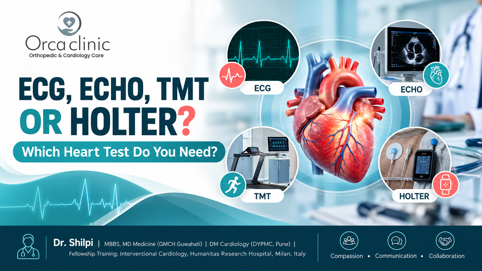 ECG, ECHO, TMT or Holter?